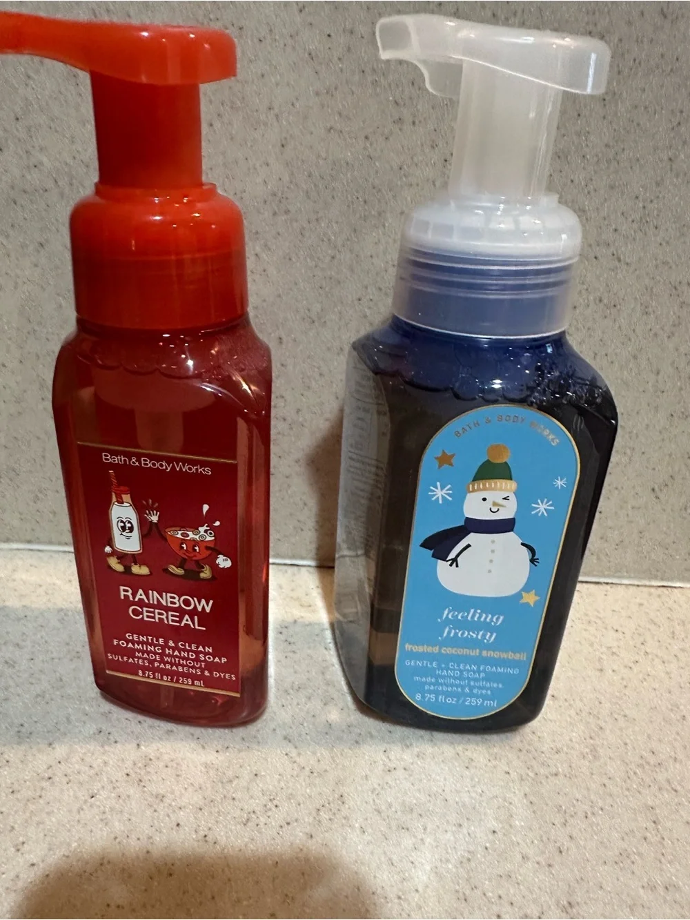 Bath & Body Works foaming hand soap set of 2 Rainbow Cereal & Feeling Frosty